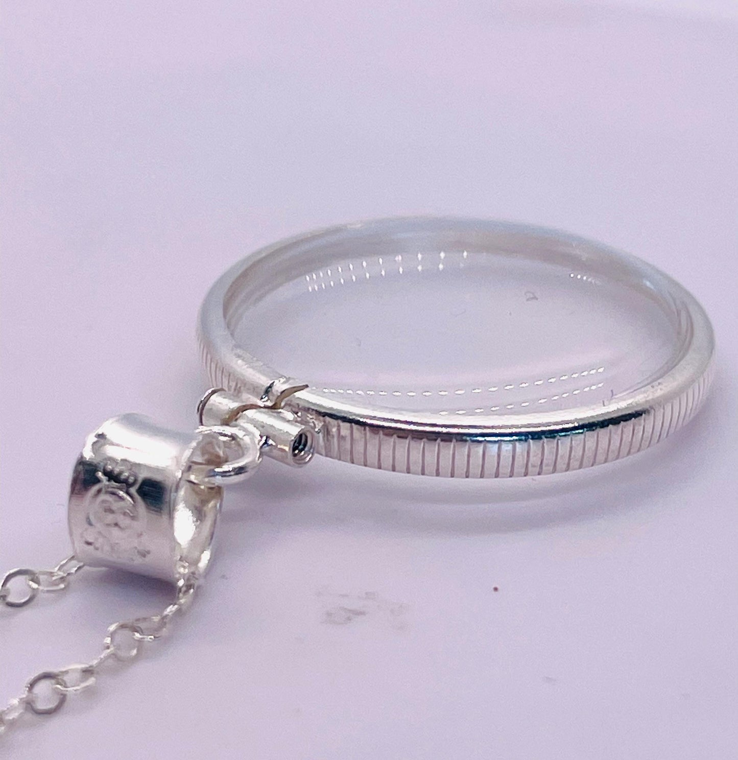 Empty 25mm sterling silver locket with coin edge bezel, soldered bail | free small screwdriver included!