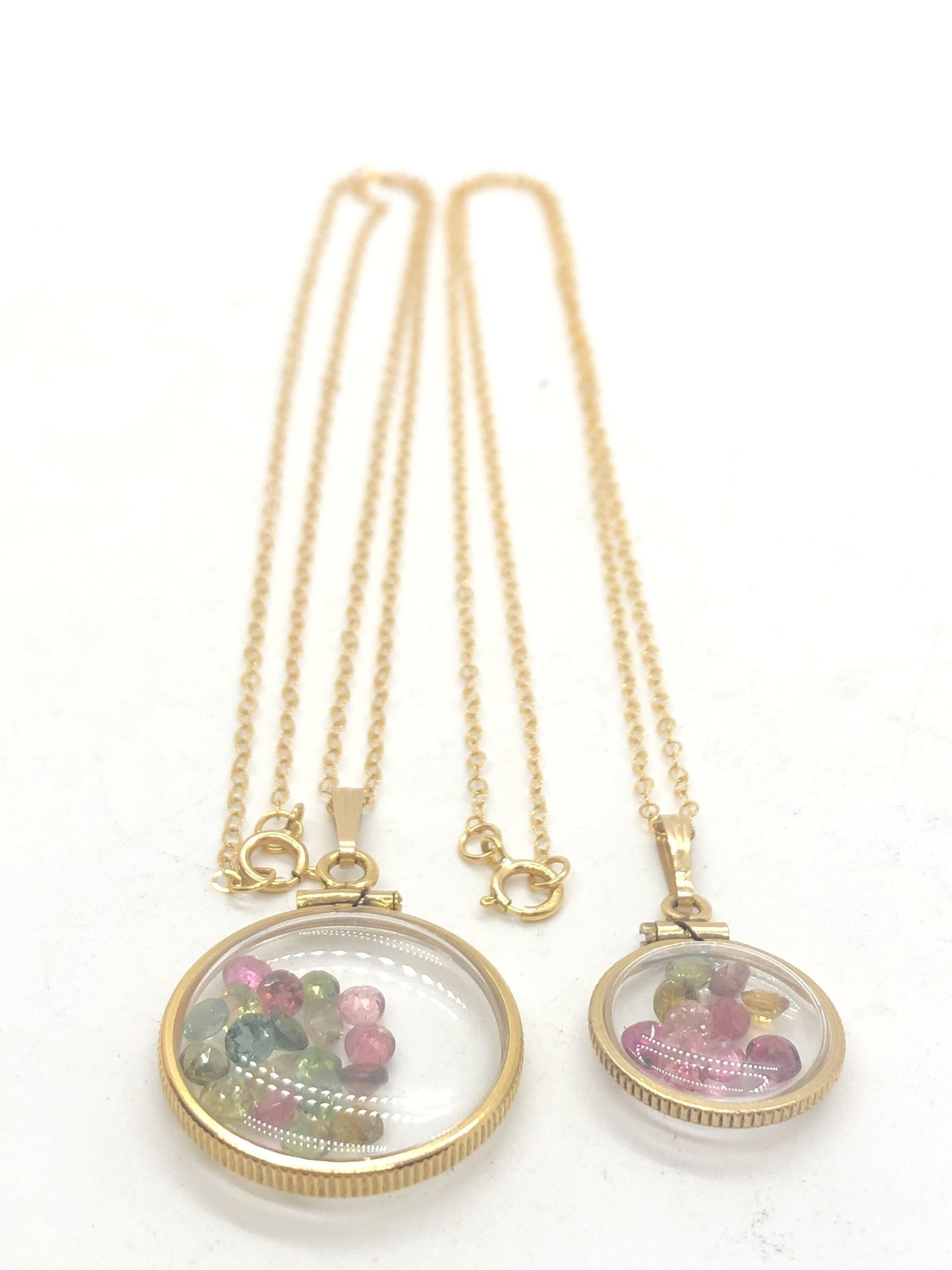 Vintage tourmaline shaker locket 12k gold filled, 50 year old new old stock,  20mm (2.1 tcw) or 15 mm ( 1.1 tcw)  october birthstone