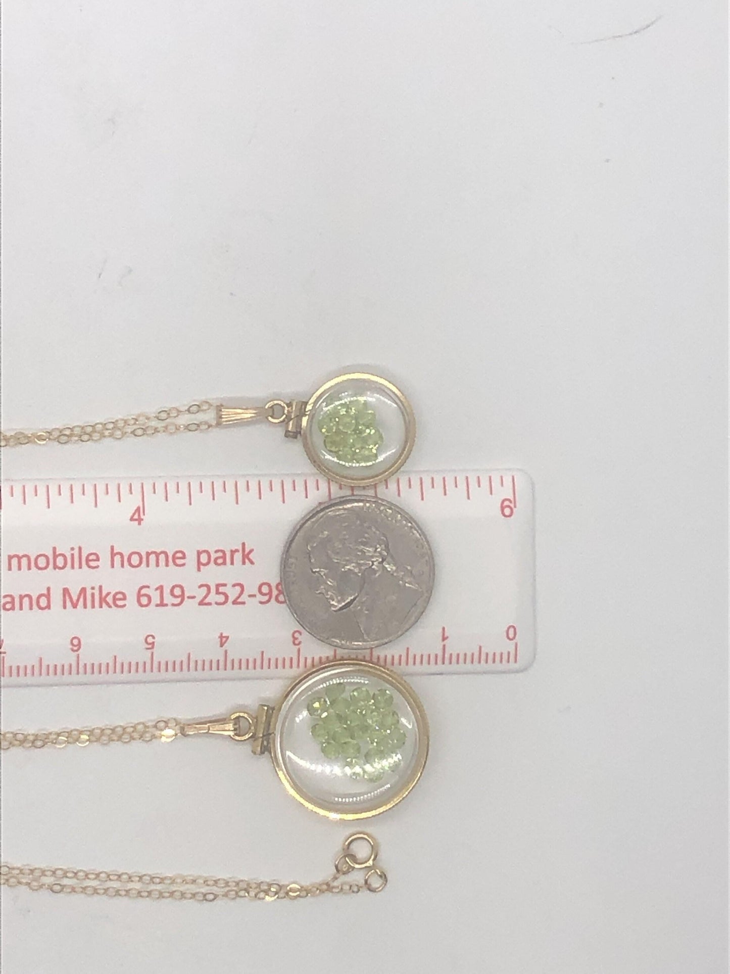 Vintage peridot shaker locket 12k gold filled, 50 year old new old stock,  20mm or 15 mm august birthstone, free locket screwdriver