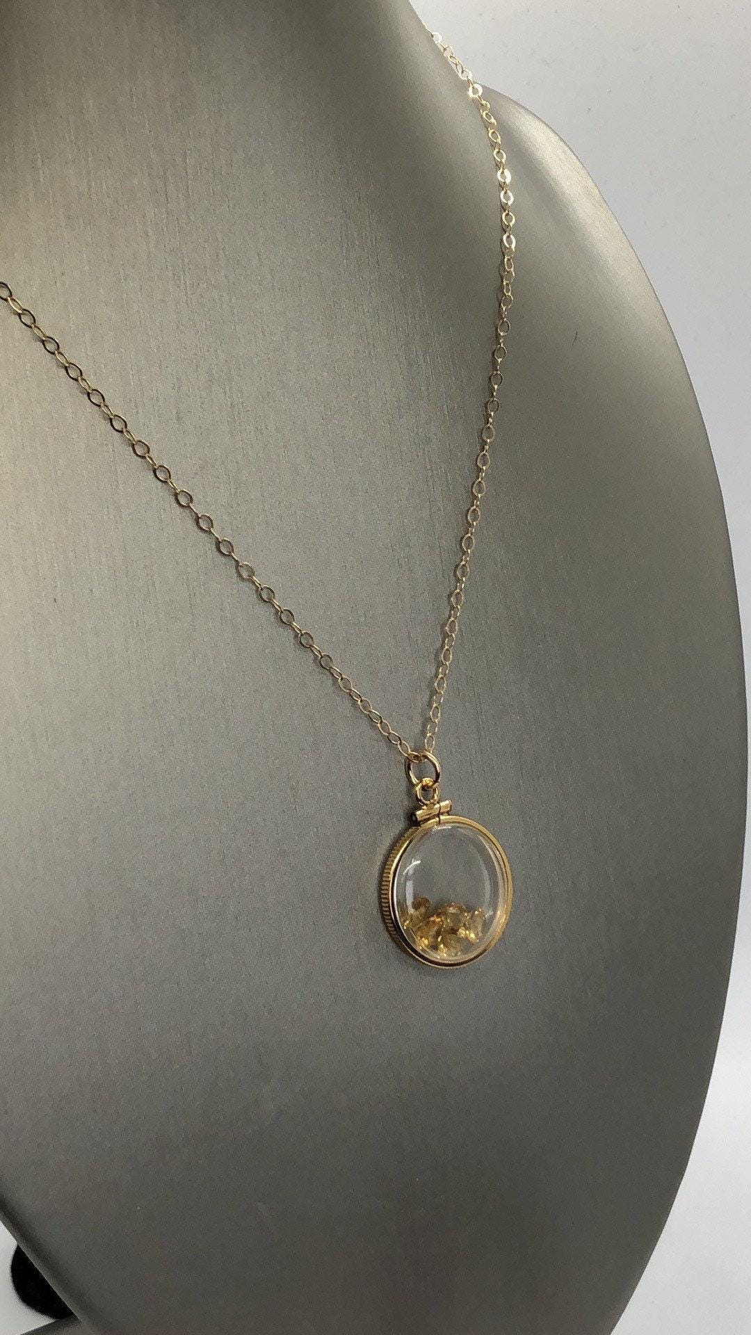 Vintage golden citrine shaker locket filled with natural brazilian gemstones, nov. birthstone new old stock, make 1 for your mom