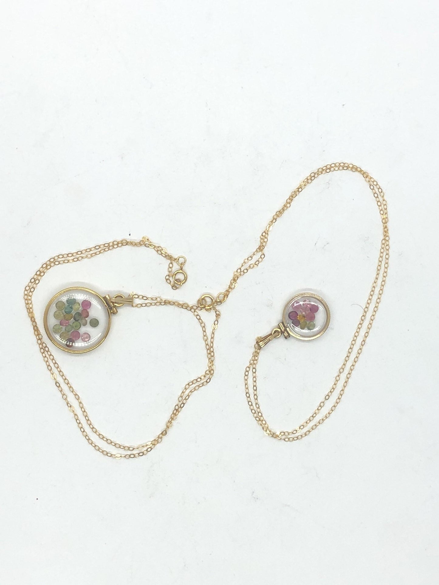 Vintage tourmaline shaker locket 12k gold filled, 50 year old new old stock,  20mm (2.1 tcw) or 15 mm ( 1.1 tcw)  october birthstone