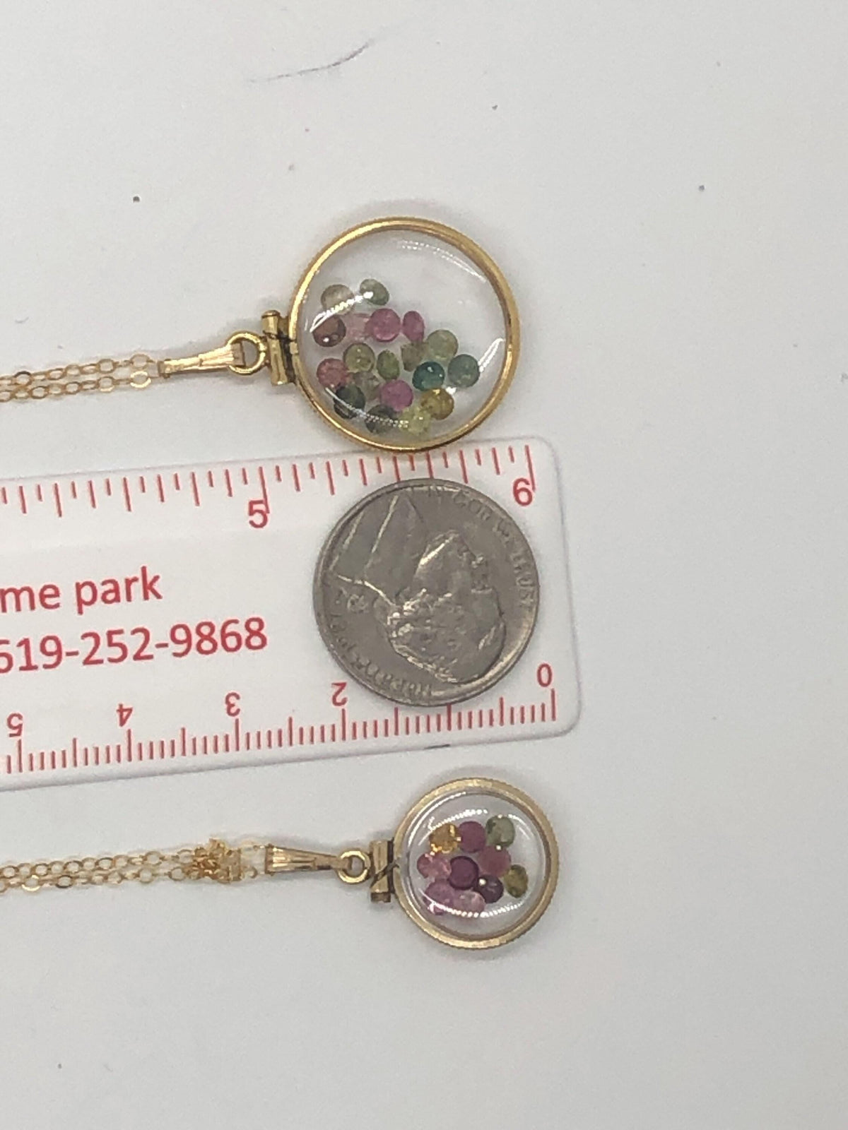 Vintage tourmaline shaker locket 12k gold filled, 50 year old new old stock,  20mm (2.1 tcw) or 15 mm ( 1.1 tcw)  october birthstone