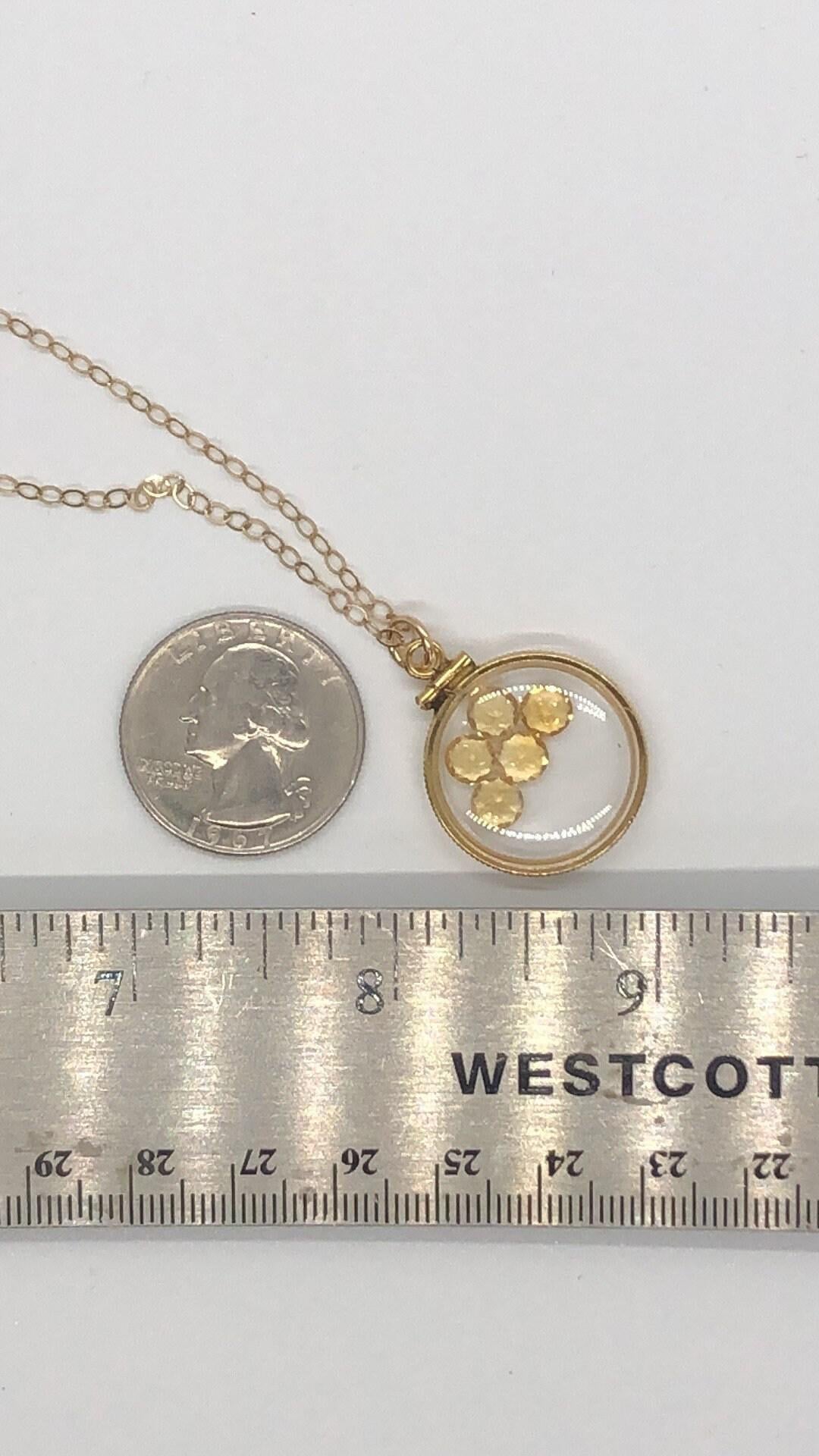 Vintage golden citrine shaker locket filled with natural brazilian gemstones, nov. birthstone new old stock, make 1 for your mom