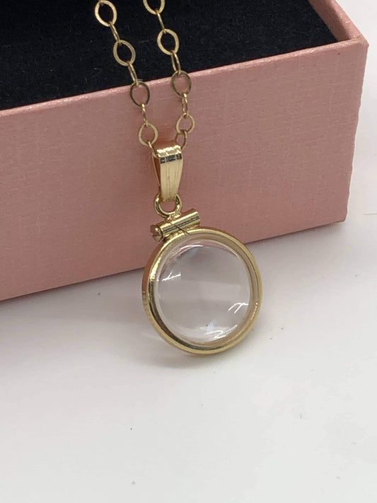 12.5mm Solid 14K Gold Shaker Locket for Tiny Keepsakes