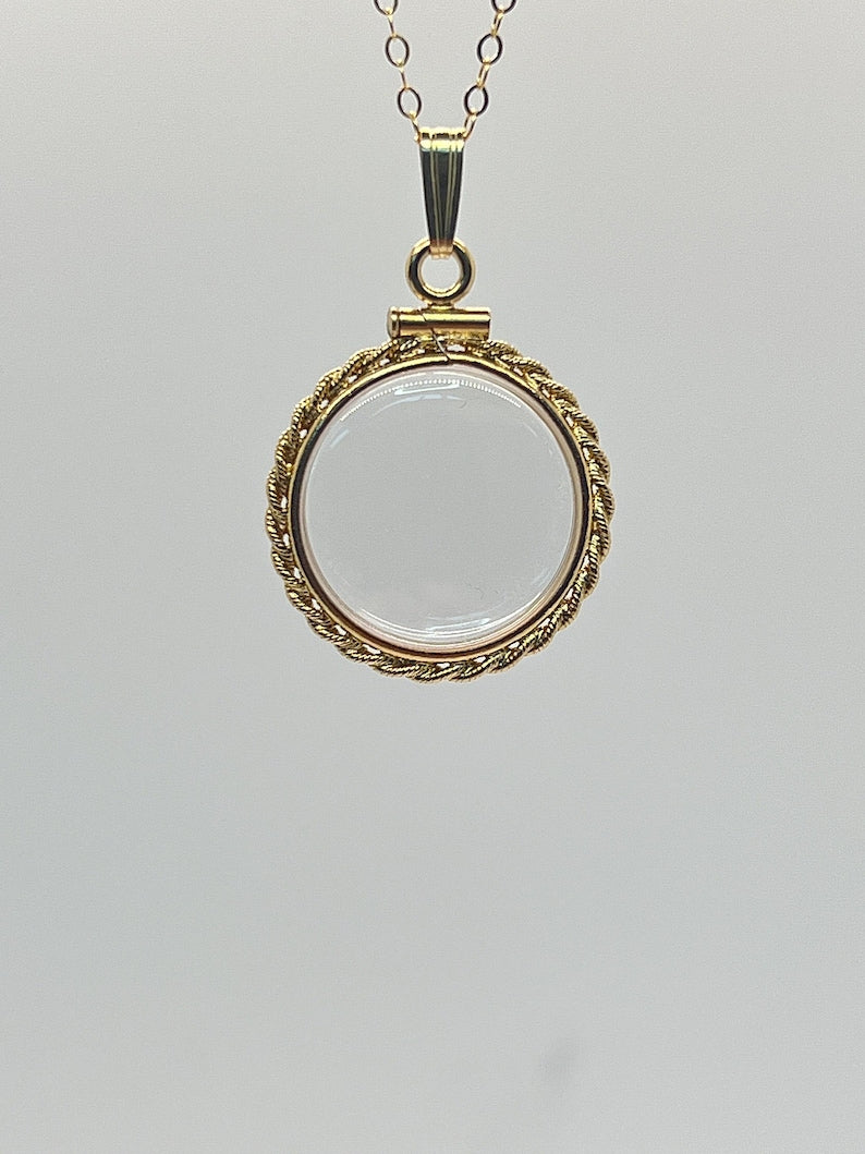 21mm Deep 14K Gold-Filled Rope-Edge Shaker Locket for 2–3mm Gems