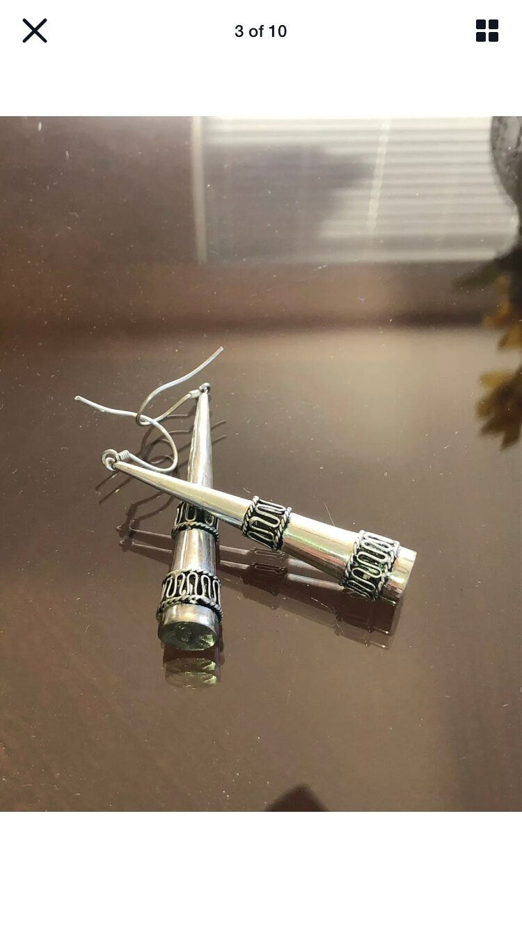 Large Handmade Sterling Dangle Earrings Indonesia, Vintage old stock, Beautiful