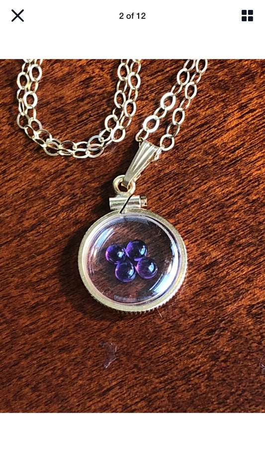 Vintage Amethyst  Shaker locket gold filled with beautiful loose  gemstone cabochons, Hand made NEW OLD STOCK