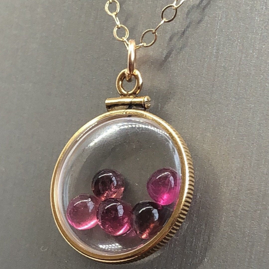 Vintage Tourmaline Shaker Locket  12k gold filled with natural gems. New Old Stock 50 years old Limited supply while last