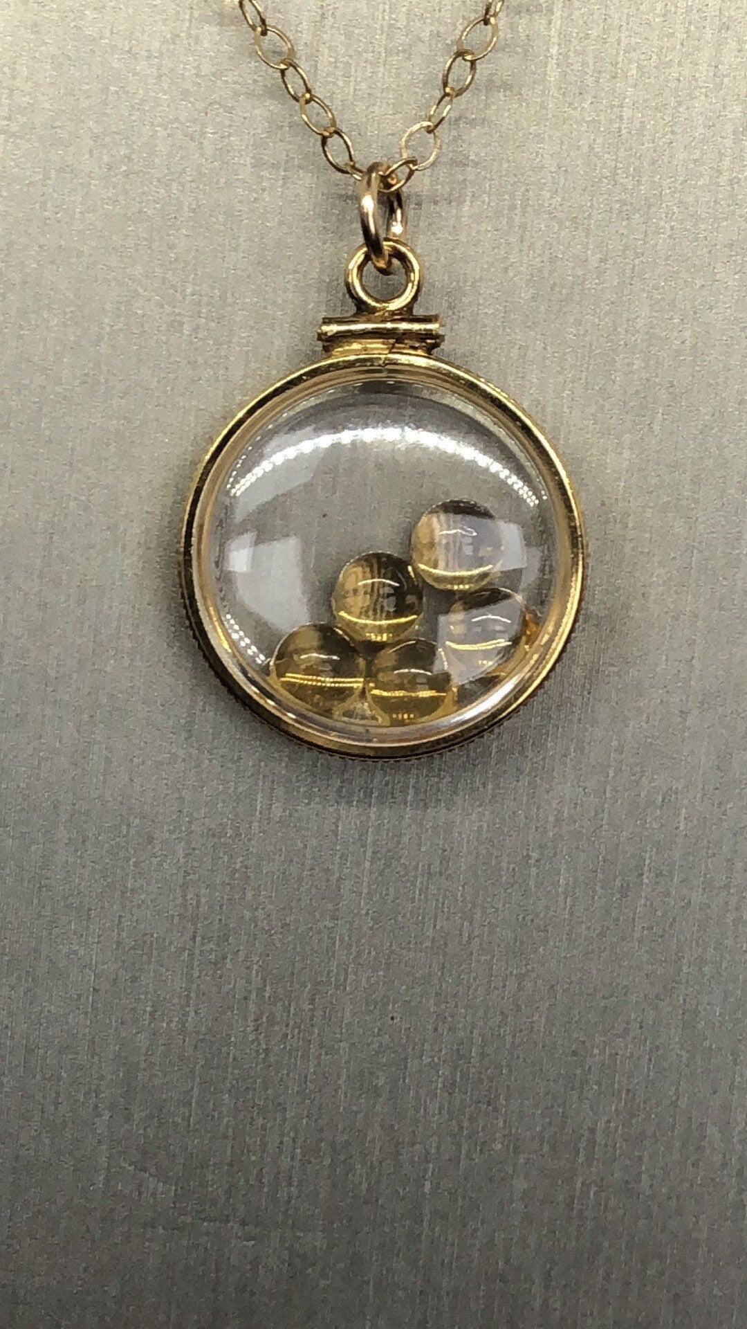 Vintage Citrine Shaker locket with set 5 beautiful Round natural Brazilian cabochons, November Birth, New Old Stock