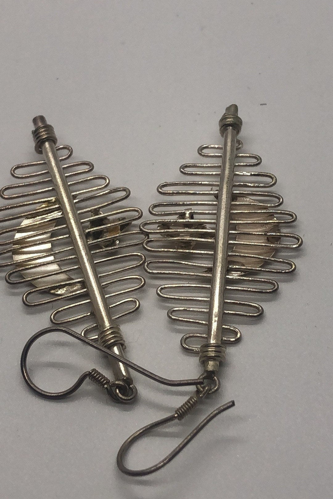 Large Vintage Handmade Sterling Silver Earrings Indonesia, Vintage old stock, Moon and Stars