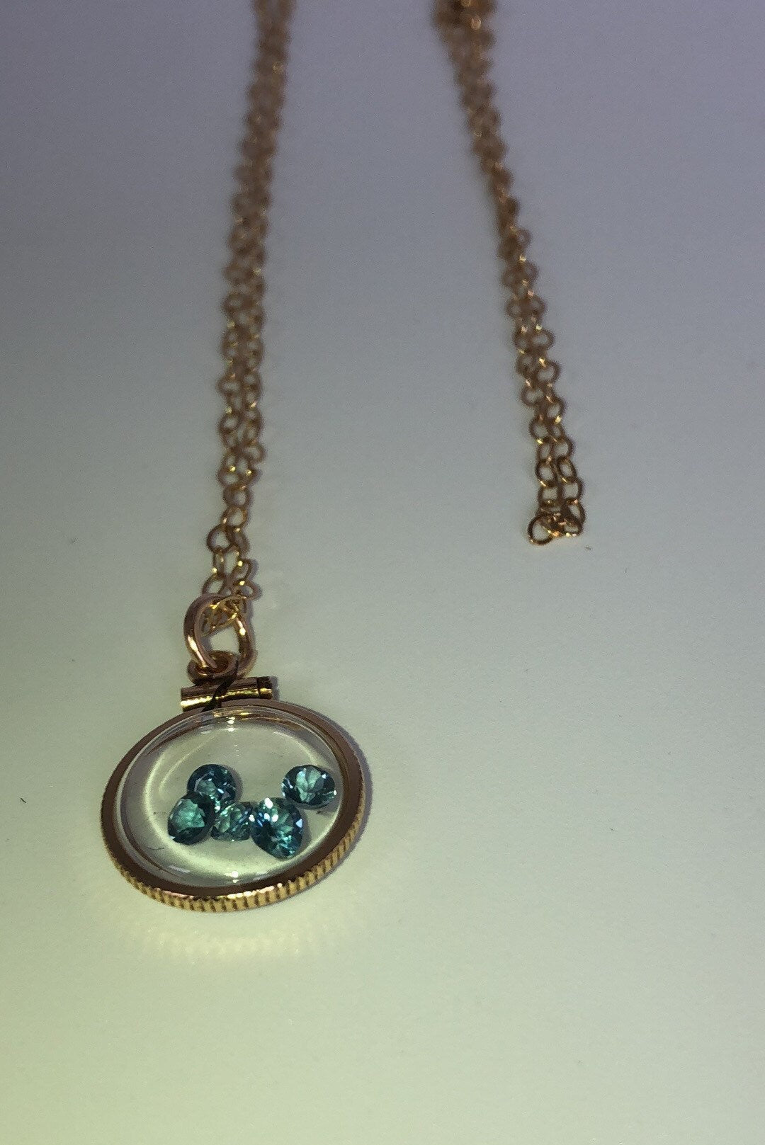 Vintage Topaz Shaker Locket 12k gold filled with five beautiful faceted genuine round cut 3mm gemstones, November birthstone New Old Stock