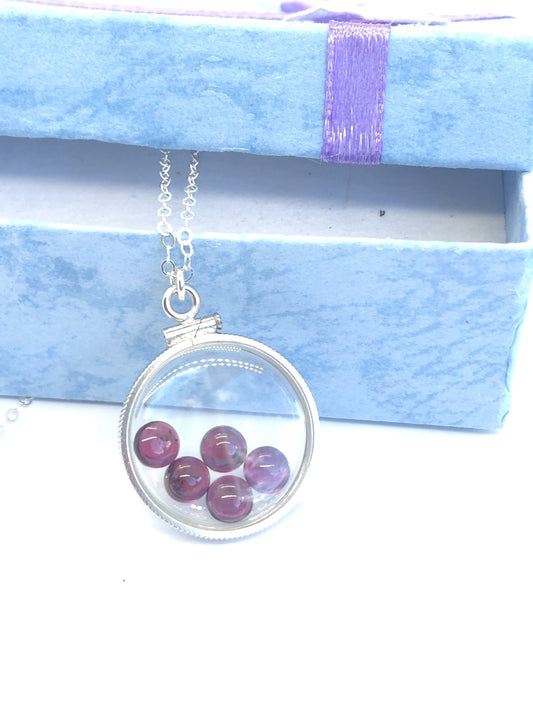 Handmade Garnet /Sterling Silver shaker locket w/ 3.98 CTW of beautiful gems, January birthstone Customize one for your Mother's Day, ask me