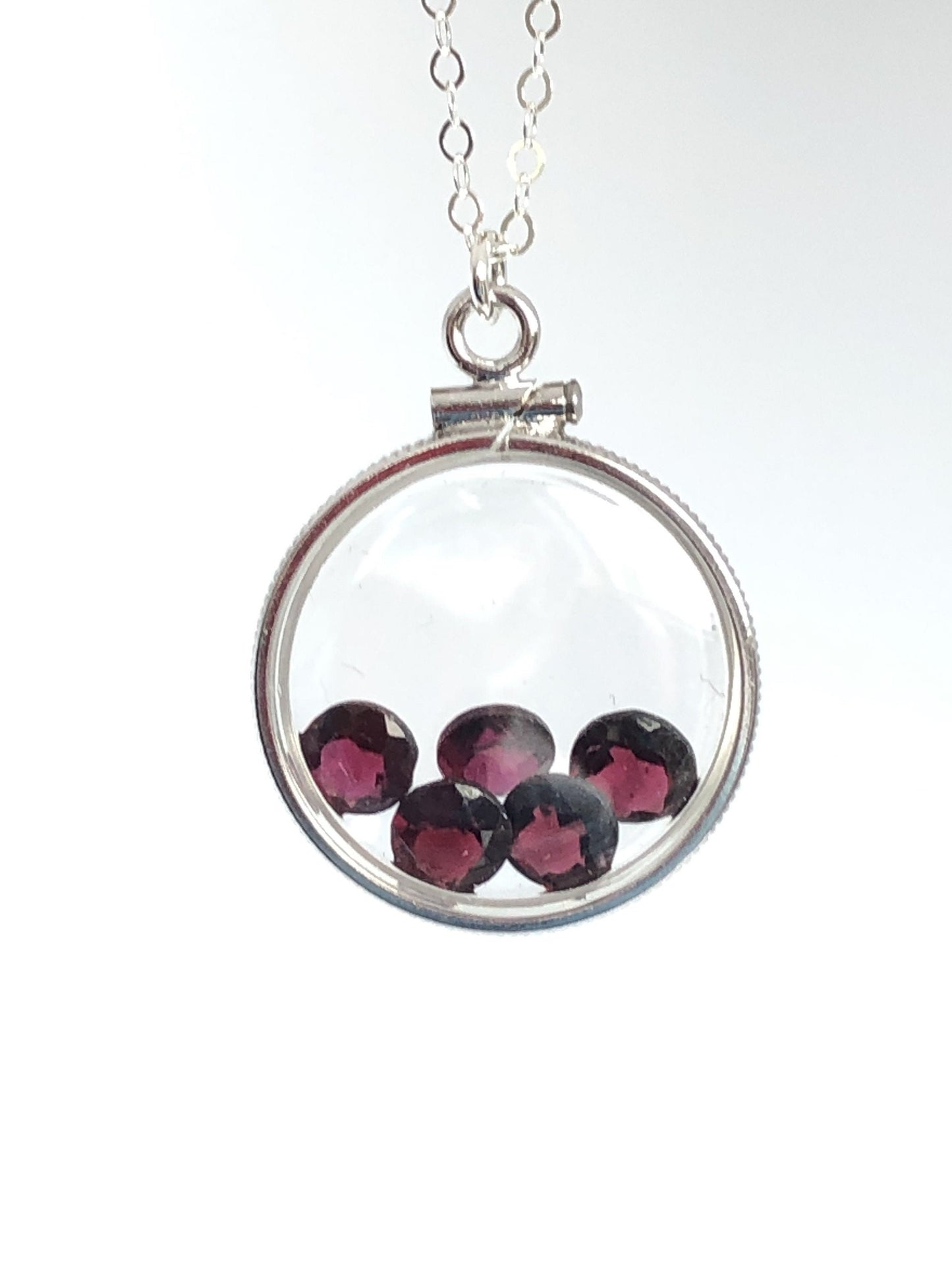 Handmade Garnet Silver Shaker Locket w/ 3.55 CTW  genuine garnets. January Birthstone.  Customize one for your Mother's Day! Just ask me