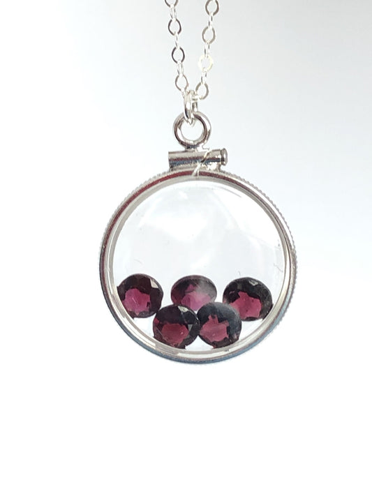 Handmade Garnet Silver Shaker Locket w/ 3.55 CTW  genuine garnets. January Birthstone.  Customize one for your Mother's Day! Just ask me