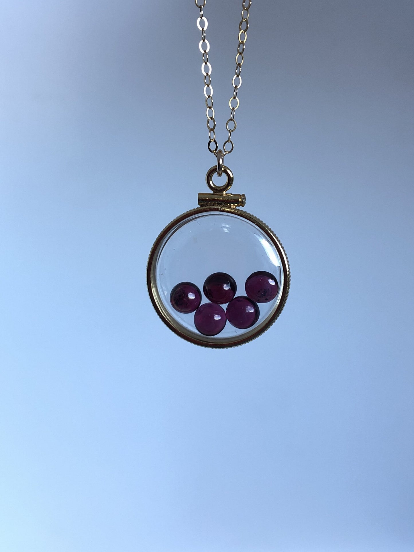 Handmade Garnet Shaker Locket, 14k gold filled w/ 3.98 CTW of natural gems, January birthstone Customize one for your Mother's Day, Ask me!