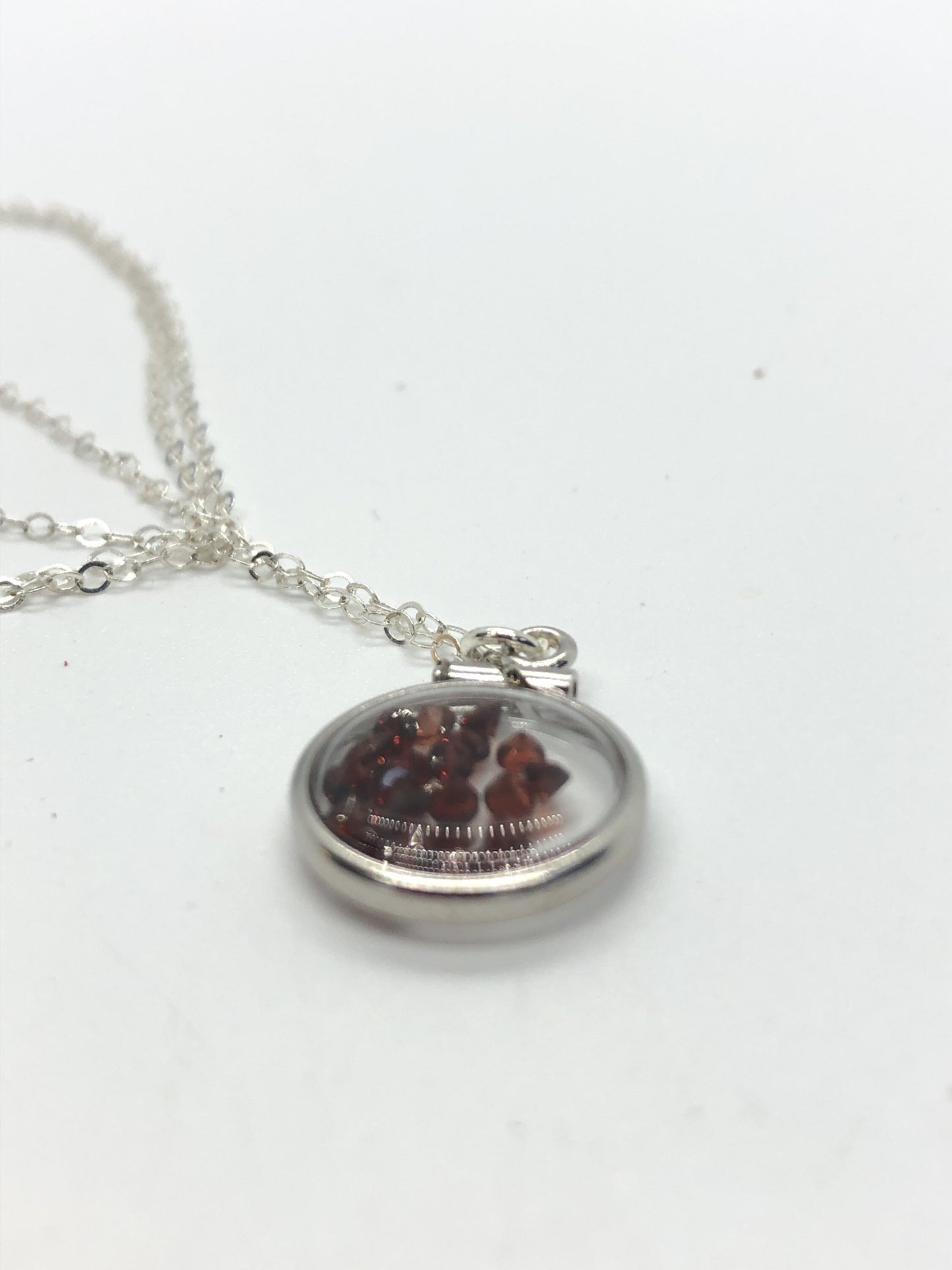 Handmade garnet/sterling silver shaker locket with 0.85 TCW of beautiful  genuine gems  January birthstone, dainty, Make one for MOM?ask me