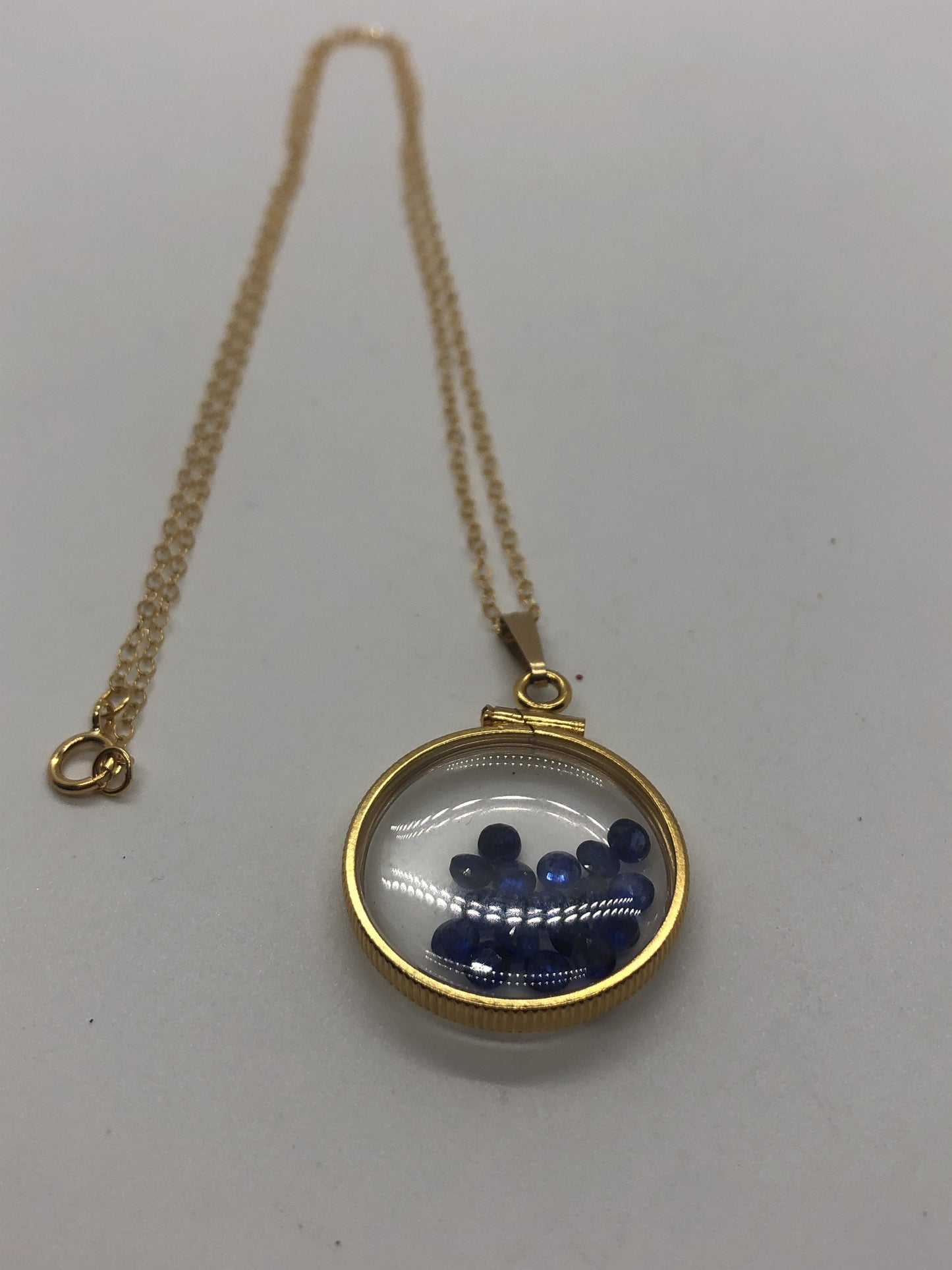 Handmade Sapphire Shaker Locket 14k GF or Silver filled w/ beautiful September Birthstone, you can custom create a locket for Mother’s day