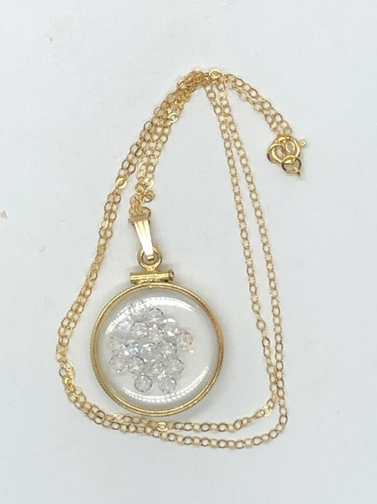 Handmade White Topaz Shaker Locket 14k gold filled w/beautiful April Birthstone, 2.7 TCW