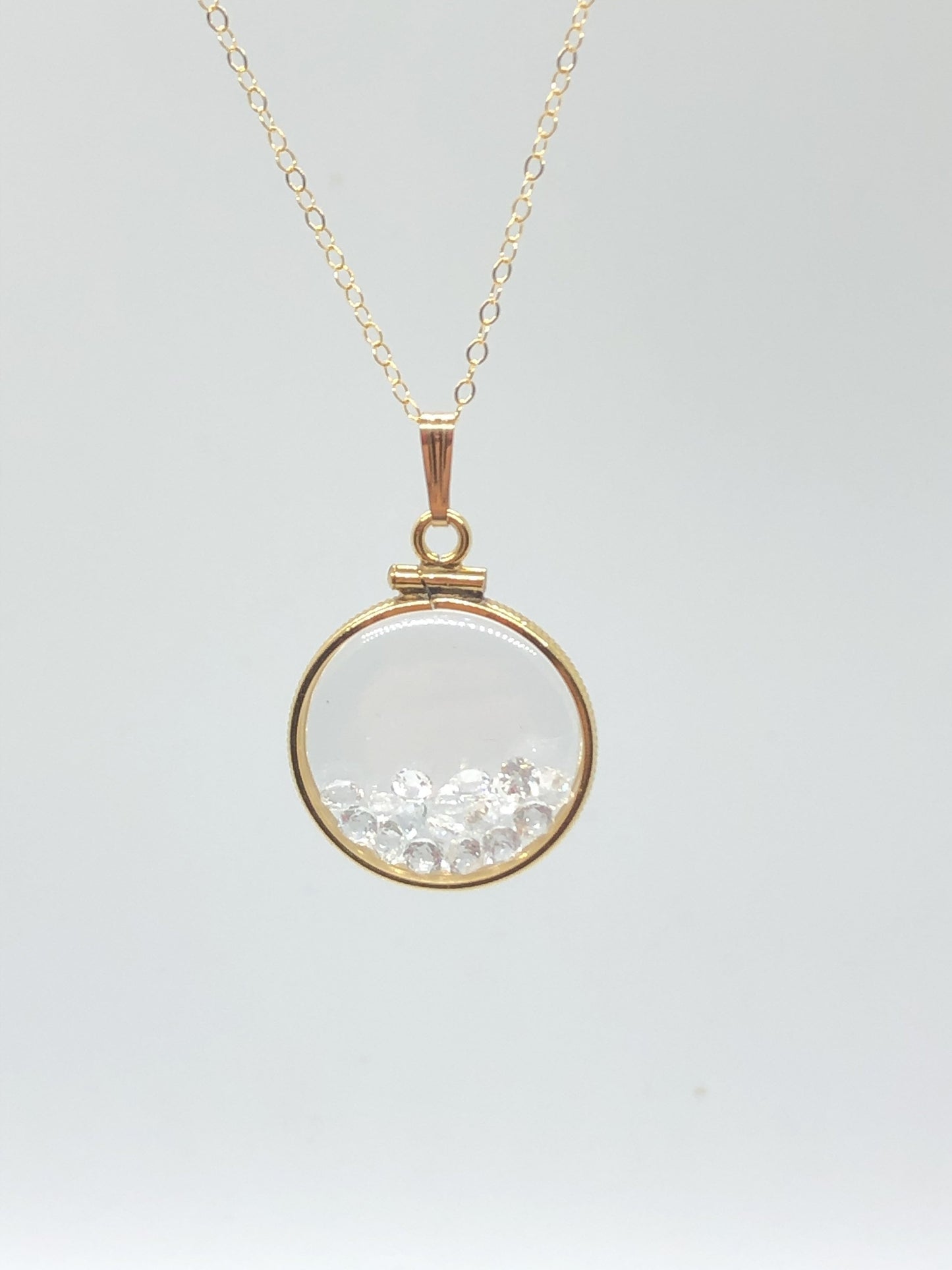 Vintage White Topaz Shaker Locket 12k gold filled w/beautiful April Birthstone, New Old Stock, You can custom create one for Mother’s day