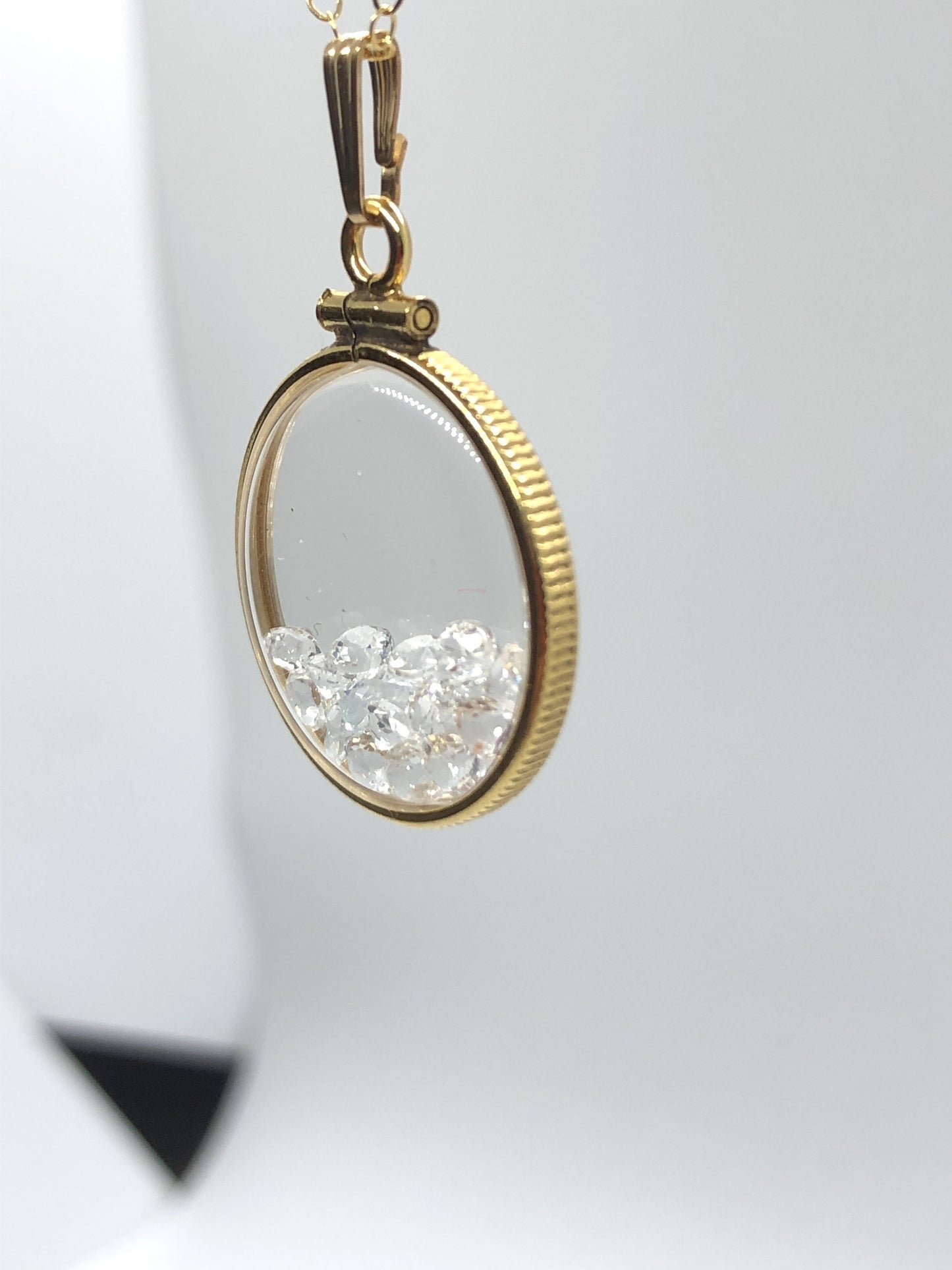 Vintage White Topaz Shaker Locket 12k gold filled w/beautiful April Birthstone, New Old Stock, You can custom create one for Mother’s day
