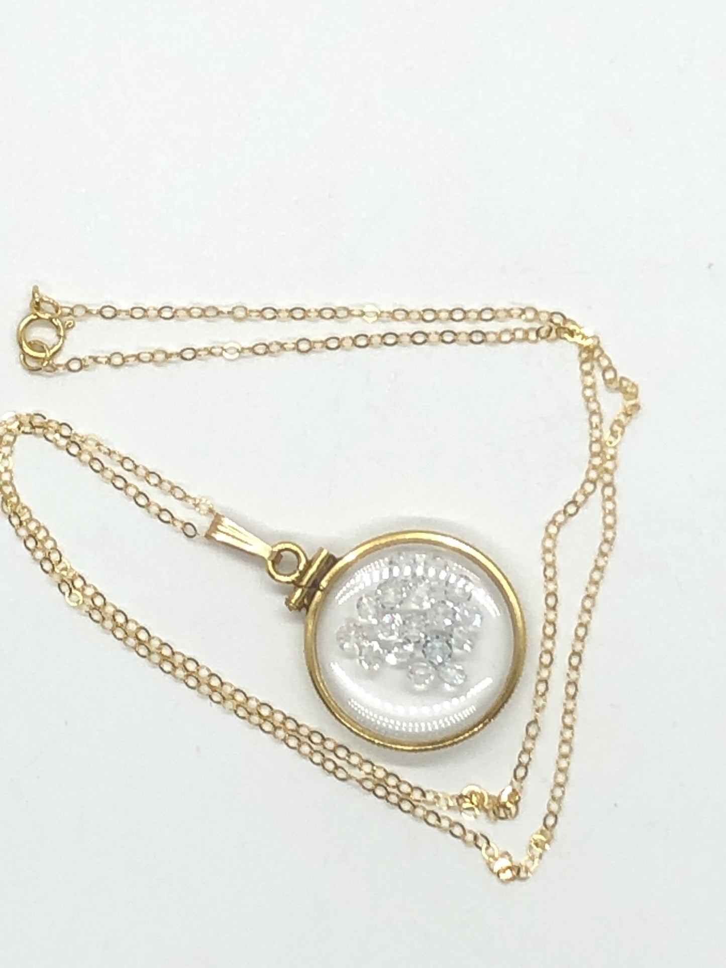 Vintage White Topaz Shaker Locket 12k gold filled w/beautiful April Birthstone, New Old Stock, You can custom create one for Mother’s day