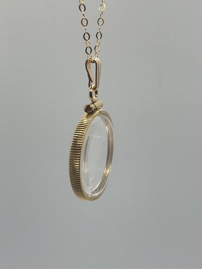 Empty Customizable 20mm Handmade 14k Gold Filled Shaker Locket Necklace w/ Free Screwdriver Waiting For Your Little Treasures, Gemstones