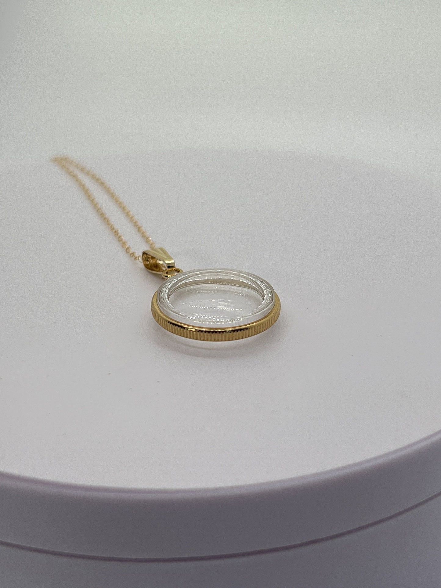 14k Solid Gold Diamond Edge Empty 22 mm Handmade shaker Locket w/ FREE  small  SCREW DRIVER waiting for your little treasures, with chain