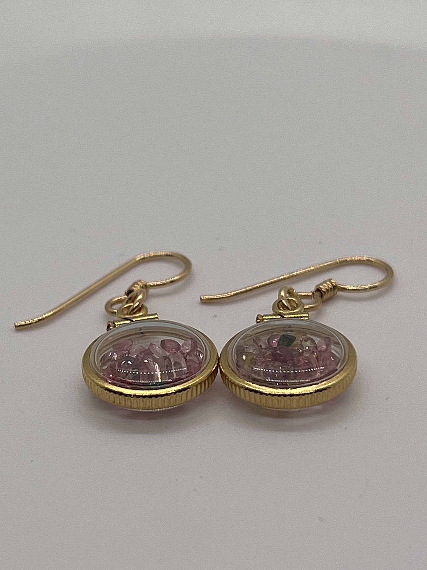 Handmade multicolored tourmaline Shaker Locket Earrings 14k gold filled w/ 2.6 CTW natural round cut gems