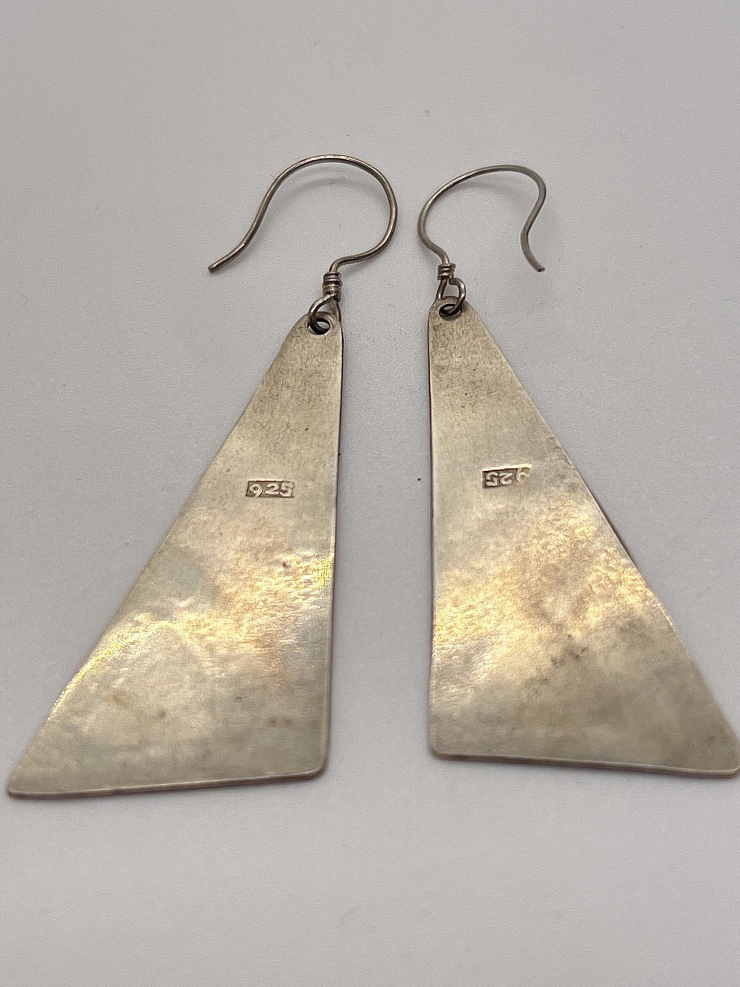 Vintage Hand made Indonesian Sterling Silver with Gold Wash Earrings, Large, new old stock, Ornate, French hook