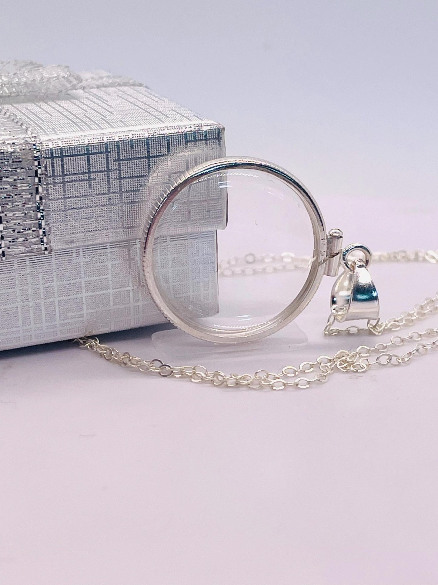Empty 25mm Sterling Silver Locket With Coin Edge Bezel, Soldered Bail | Free small Screwdriver included!