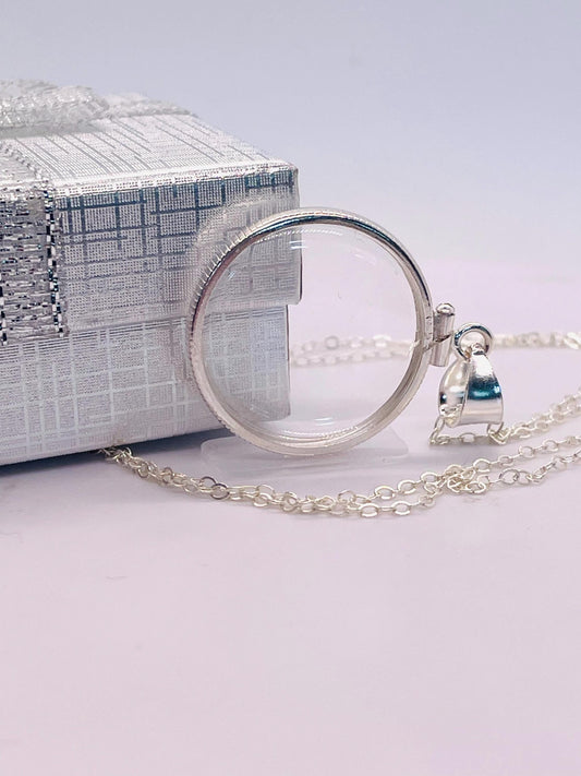 Empty 25mm Sterling Silver Locket With Coin Edge Bezel, Soldered Bail | Free small Screwdriver included!