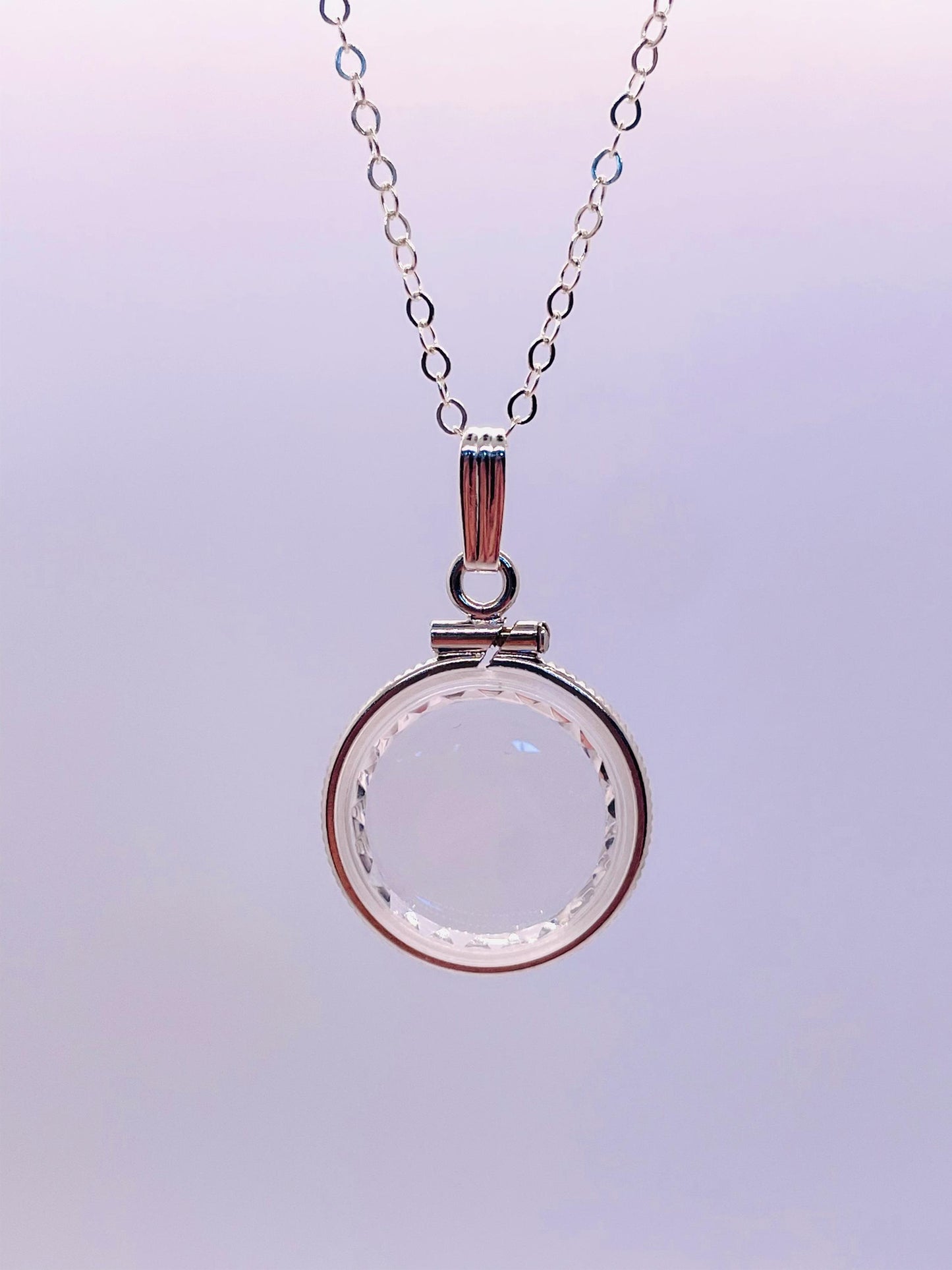 Empty Customizable 18mm Handmade Sterling Silver Diamond Edge Shaker Locket, Dime sized Necklace w/ Free Screwdriver