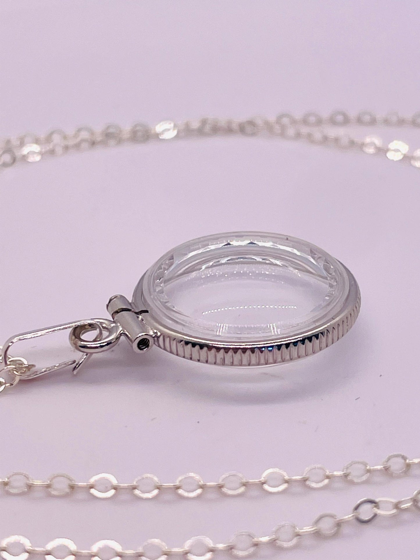 Empty Customizable 18mm Handmade Sterling Silver Diamond Edge Shaker Locket, Dime sized Necklace w/ Free Screwdriver