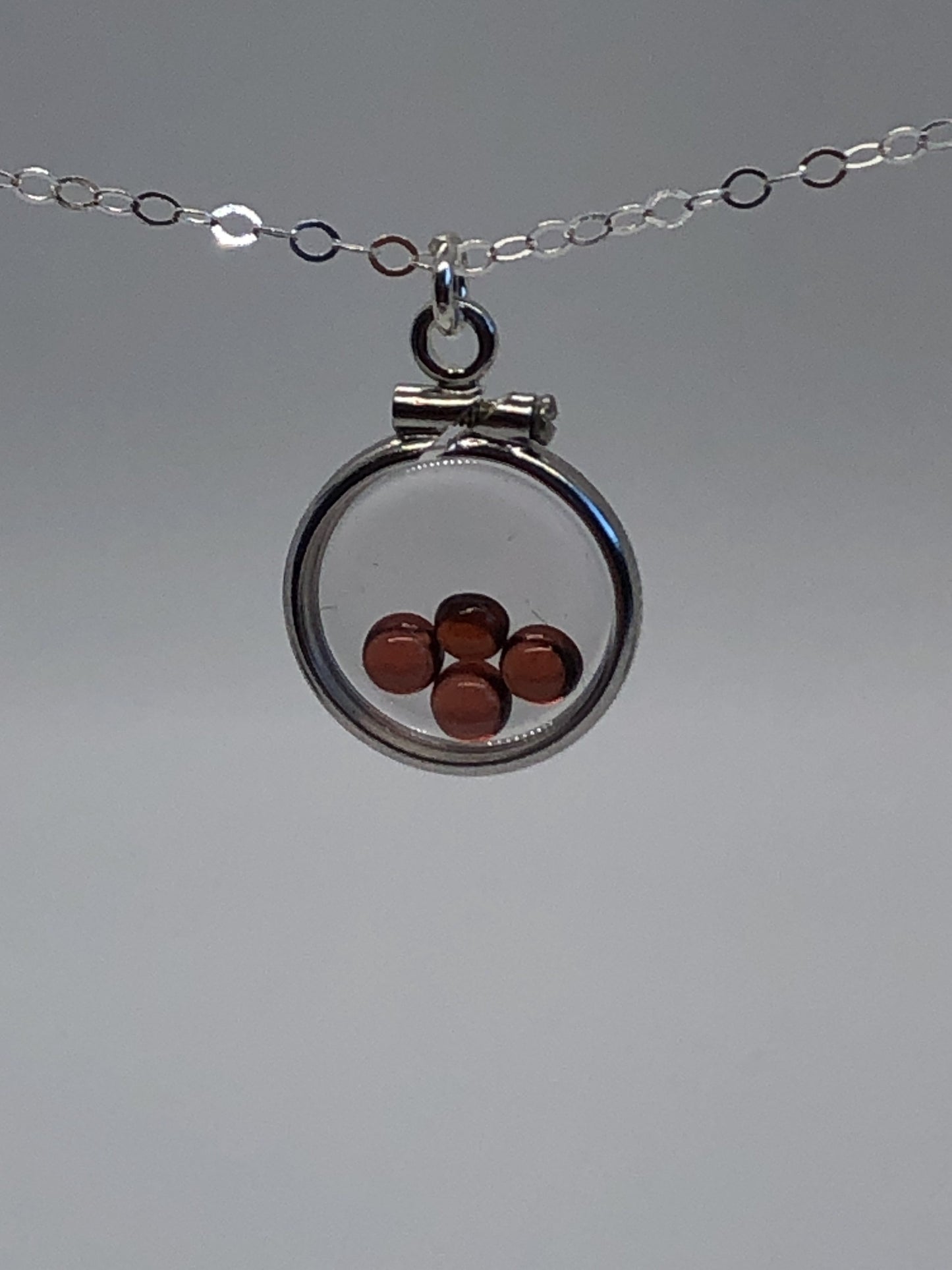 Dainty Handmade Garnet sterling silver shaker locket with .88 CTW natural gems, January birthstone Customize one for Mother's Day, Just ask