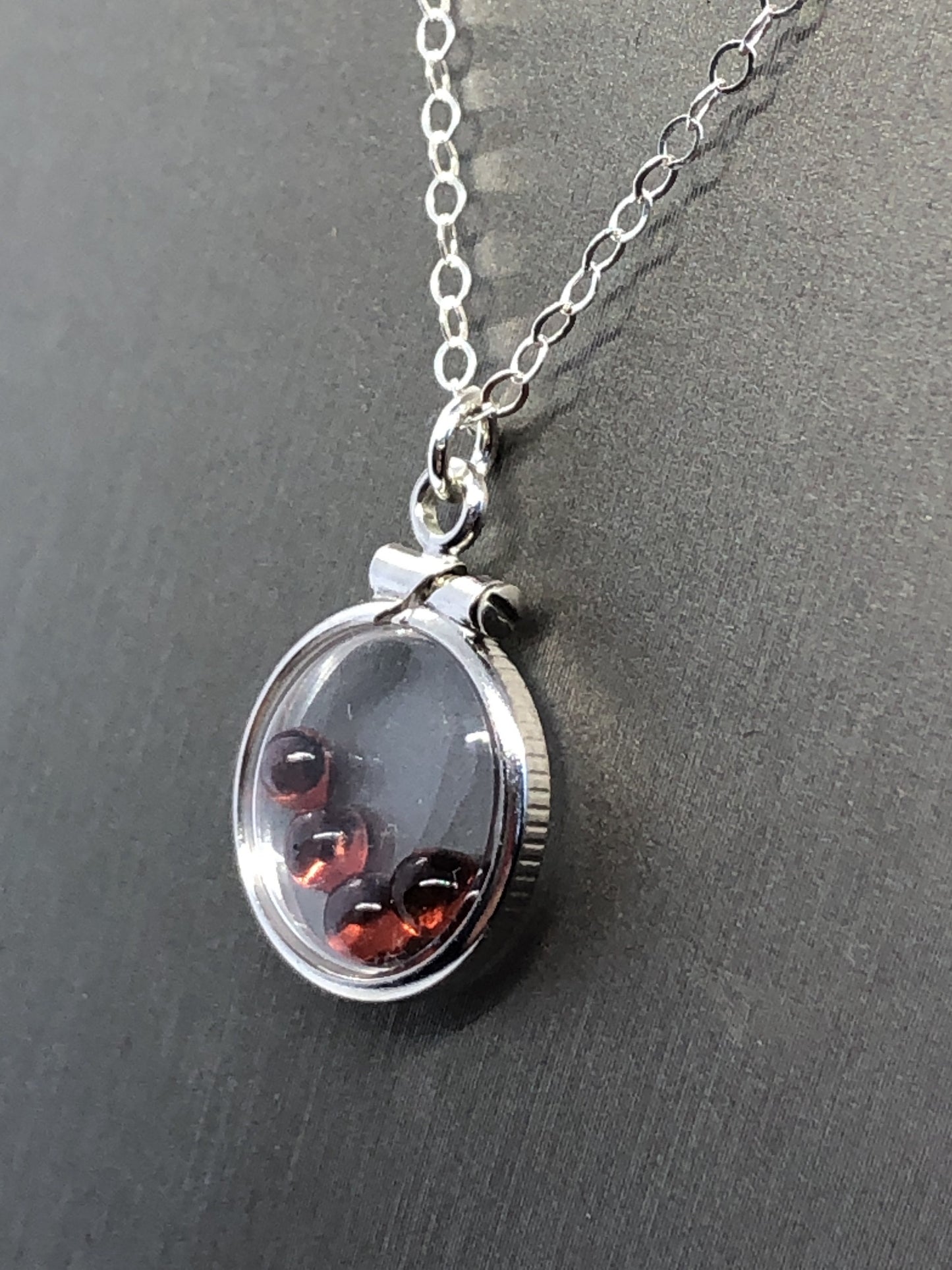 Dainty Handmade Garnet sterling silver shaker locket with .88 CTW natural gems, January birthstone Customize one for Mother's Day, Just ask