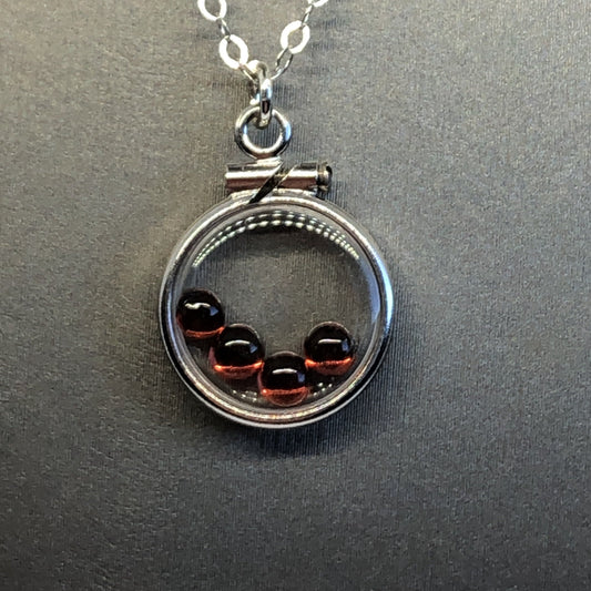 Dainty Handmade Garnet sterling silver shaker locket with .88 CTW natural gems, January birthstone Customize one for Mother's Day, Just ask