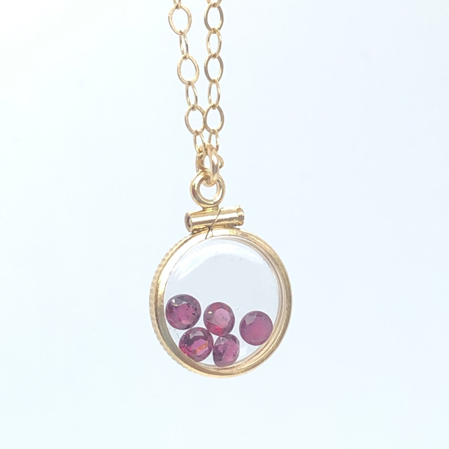 Dainty Handmade Garnet Shaker Locket ,14k gold filled w .91 CTW of  gems, January birthstone Customize one for your Mother's Day? Just ask