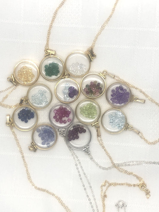 Customizable, Shaker Locket 14k GF or silver w/ your choice of beautiful birthstones, custom created by YOU