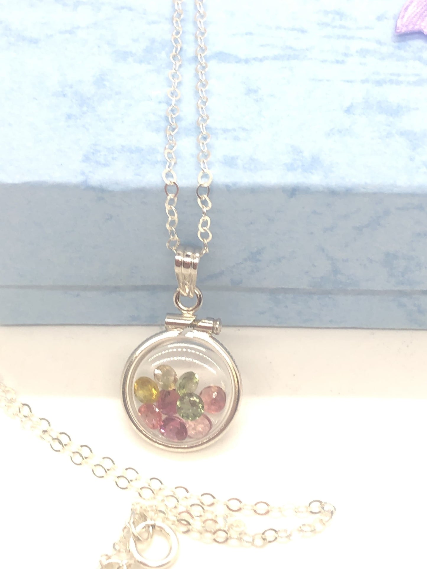 Dainty  Mother’s Day Locket 14k GF or silver w/ your choice of beautiful birthstones, custom created by YOU