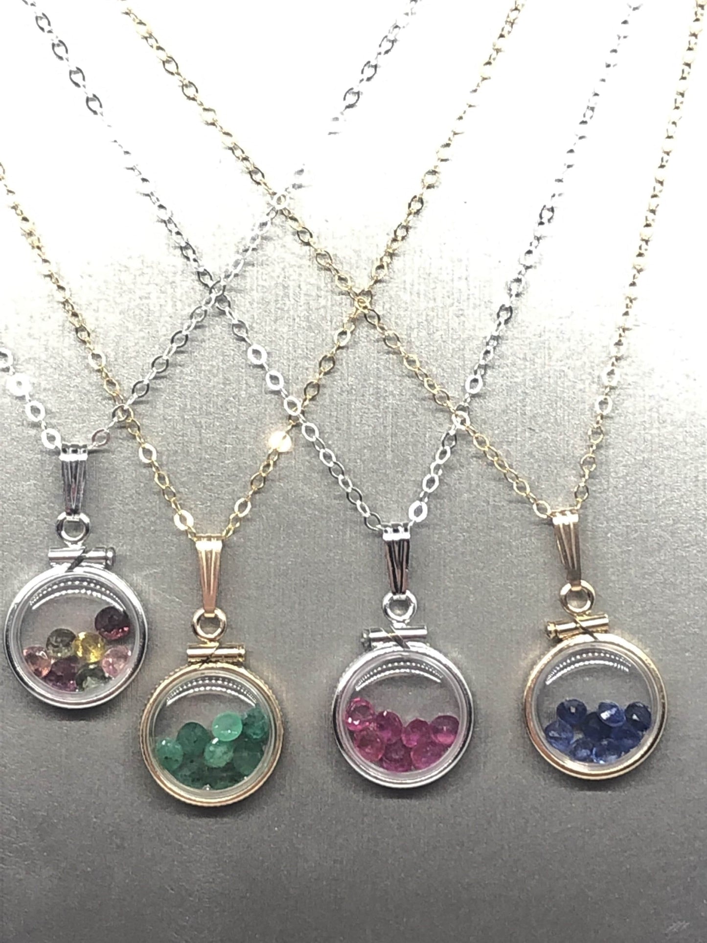 Dainty  Mother’s Day Locket 14k GF or silver w/ your choice of beautiful birthstones, custom created by YOU