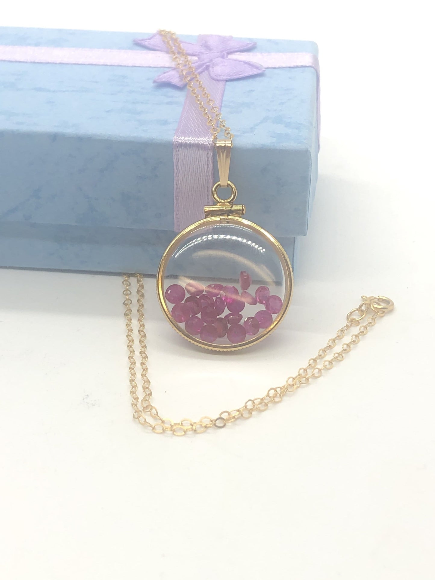 Custom made 40 Ruby Vintage shaker Locket 12k gold filled, 50 year old New Stock,  20mm.