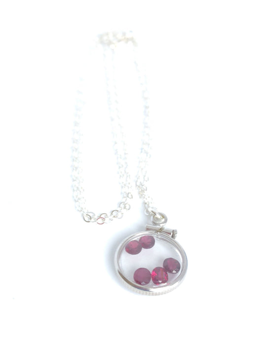 Dainty Handmade Garnet Sterling Silver Shaker locket w/.91 TCW beautiful gems, January birthstone customize one for your Mother's Day ask me