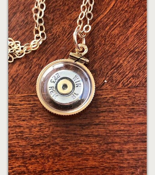 223 bullet necklace,Vintage 12k gold filled locket