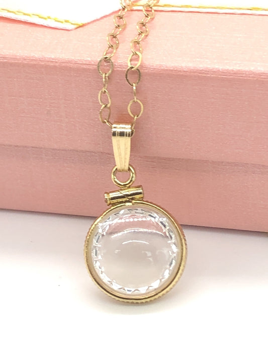 Diamond Edge Empty 12.5 mm Handmade 14k gold filled shaker locket, FREE SCREWDRIVER INCLUDED , waiting for your small treasures